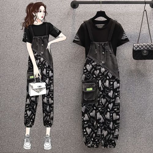 Large women's clothes 2022 summer clothes new fat sister fashion fried Street thin suspenders two piece suit trend [to be delivered within 15 days]