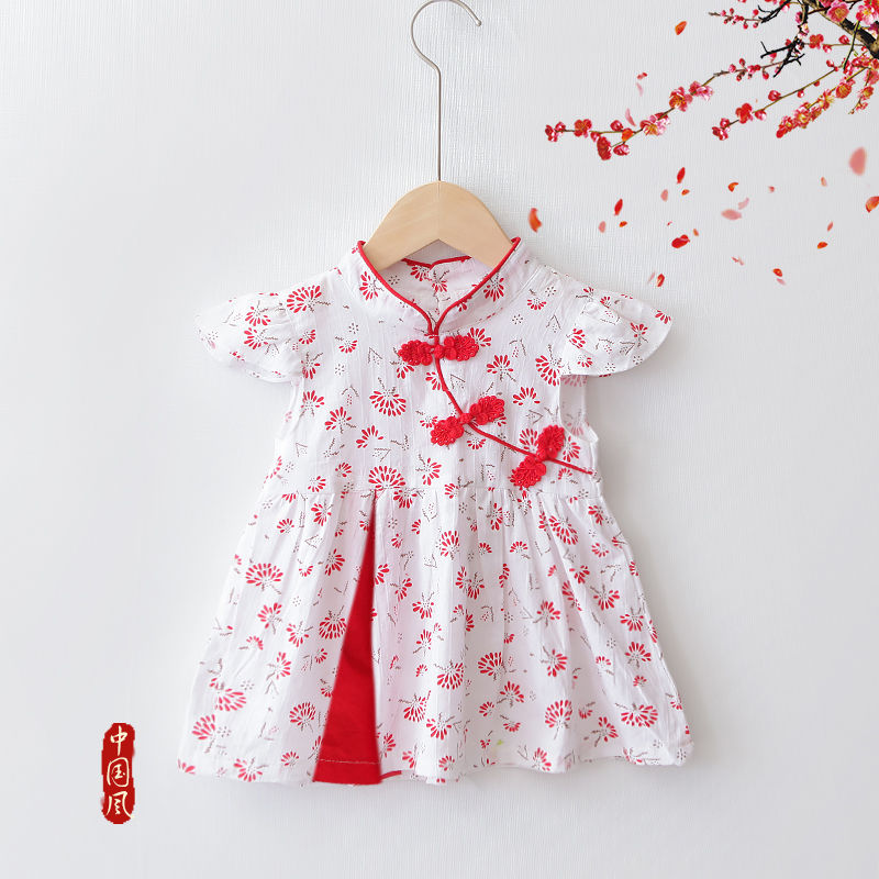 Girls' Han dress summer dress 2022 new Chinese style cheongsam skirt foreign style children's skirt baby princess skirt