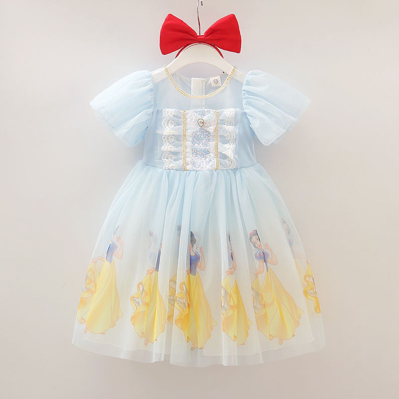 Girls' princess skirt 2022 summer new children's dress yarn skirt children's summer exotic short sleeve princess skirt baby mesh