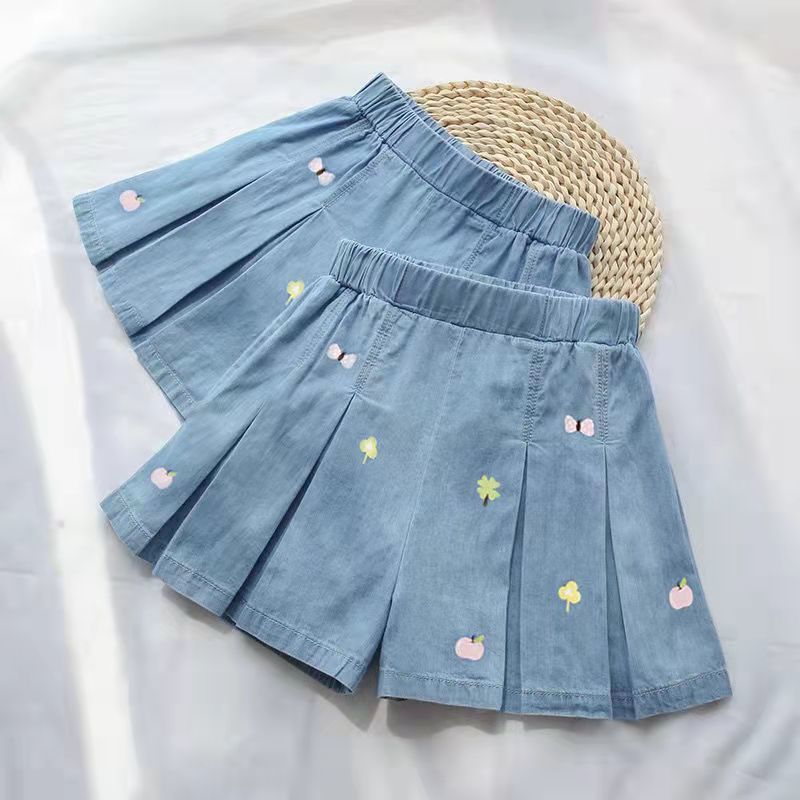 Girls' summer pants skirt children's shorts summer 2022 latest denim summer outerwear foreign style loose middle-aged children