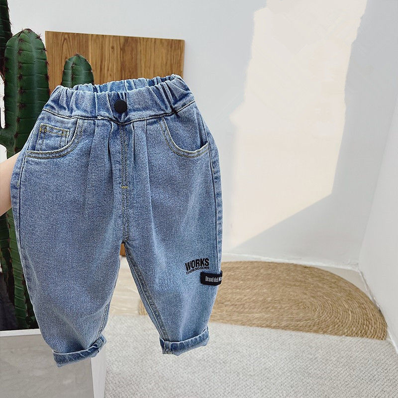 Children's clothing children's jeans spring and autumn 2022 new boys' Korean version loose pants foreign style baby elastic Leggings