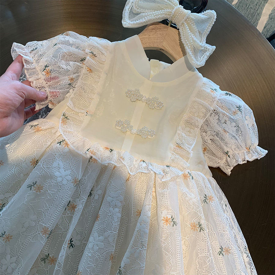 Girls' cheongsam summer dress Lolita princess skirt children's skirt floral dress Korean children's dress 2022 new summer