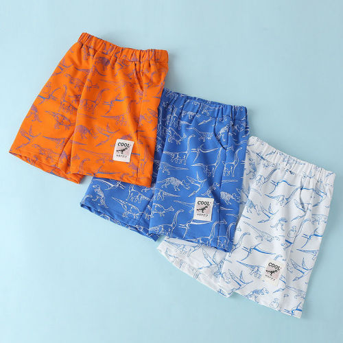 Boys' shorts 2022 new summer children's baby cropped pants middle and large children's thin sports dinosaur pants