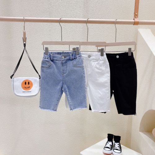 Children's clothing 2022 summer new boys' and girls' jeans foreign style versatile elastic children's summer pants pants pants