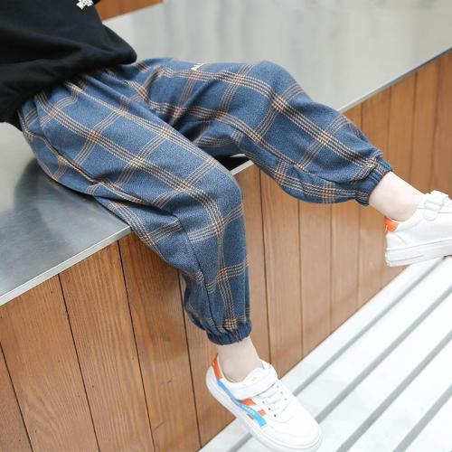 Boys' pants spring and autumn  fashion plaid pants middle-aged children's loose pants children's casual pants autumn fashion