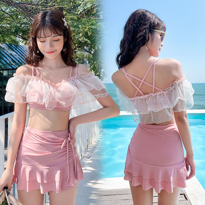 Split swimsuit women 2022 new type of belly covering thin ins super fairy conservative spa upscale swimming lady