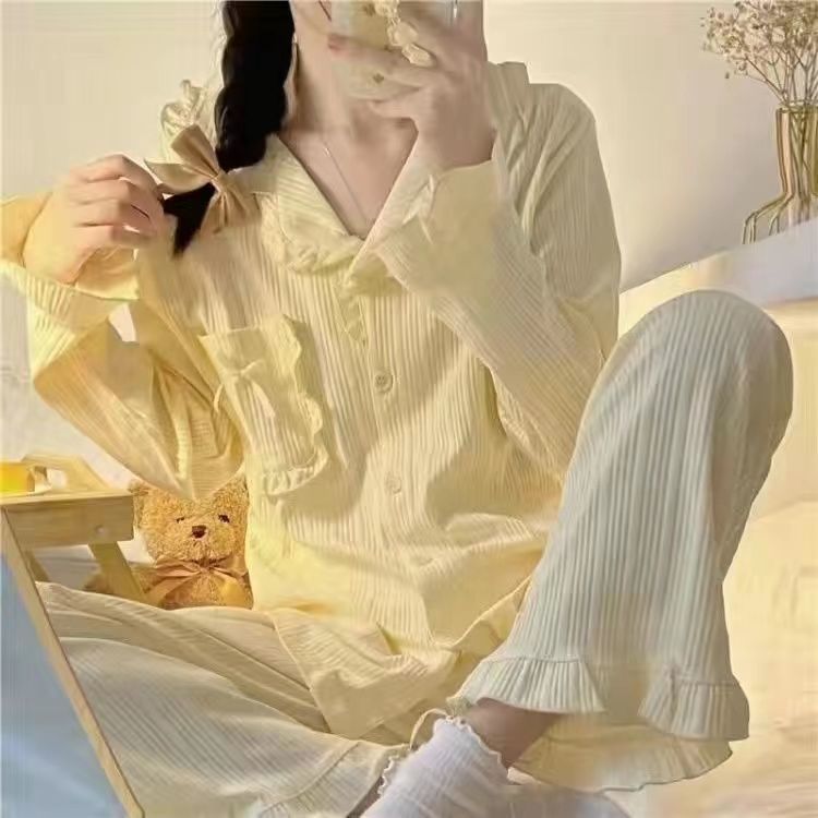 Maternity clothing summer thin MATERNITY NURSING PAJAMAS female postpartum nursing spring and autumn maternity sweat absorption April 5 suit