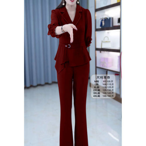 Single / suit fashion suit women's  summer new style suit collar Top + belly covering high waist long pants