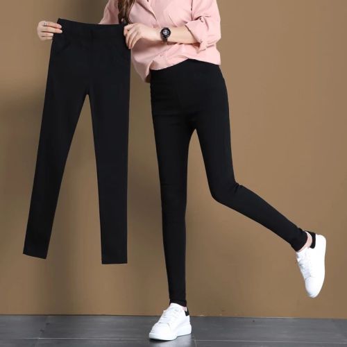 Black leggings for women to wear out the spring and autumn new high waist thin versatile Leggings high elastic pencil large women's pants