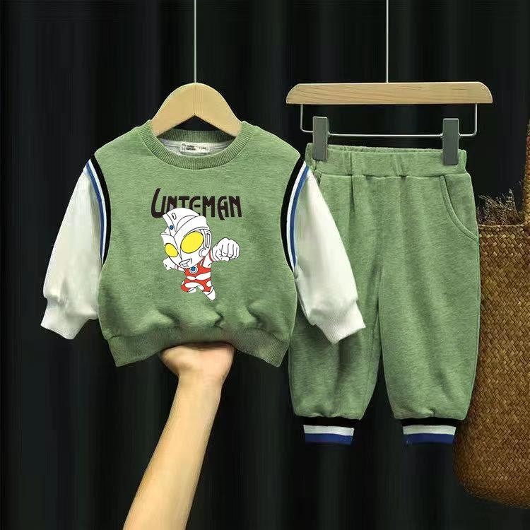 Children's suit spring and autumn thin boys' sweater 2022 new girls' baby Altman animation two-piece suit