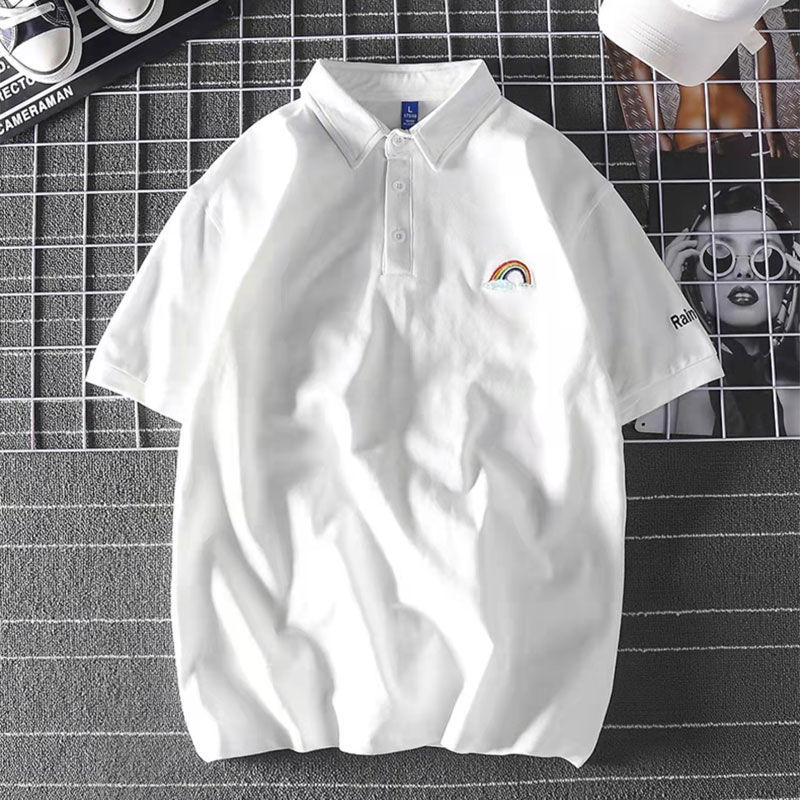 Fashion polo shirt summer men's Rainbow short sleeve T-shirt fashion brand pineapple shirt men's Polo couple thin Paul shirt
