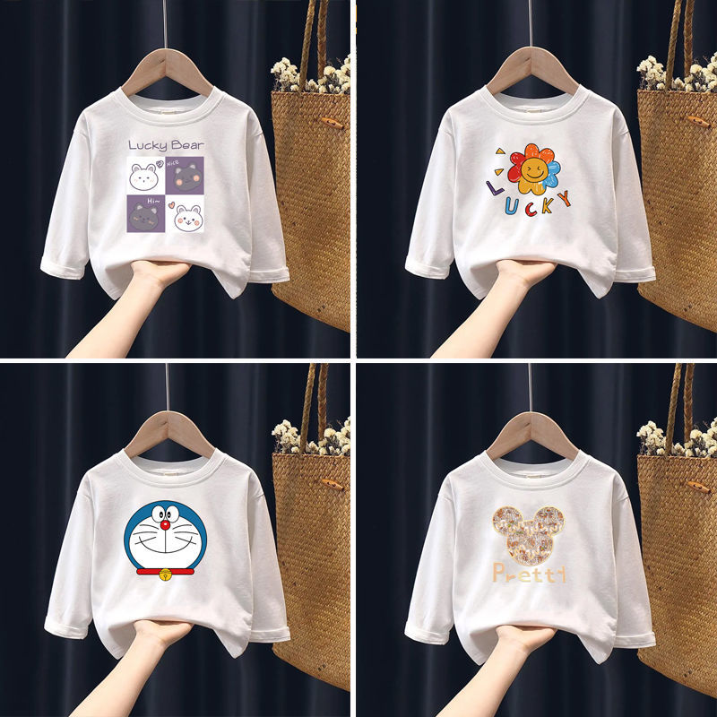 Children's Cotton Long Sleeve T-Shirt 2022 spring and autumn new girls' Top Boys' and girls' clothes foreign style bottomed shirt trend