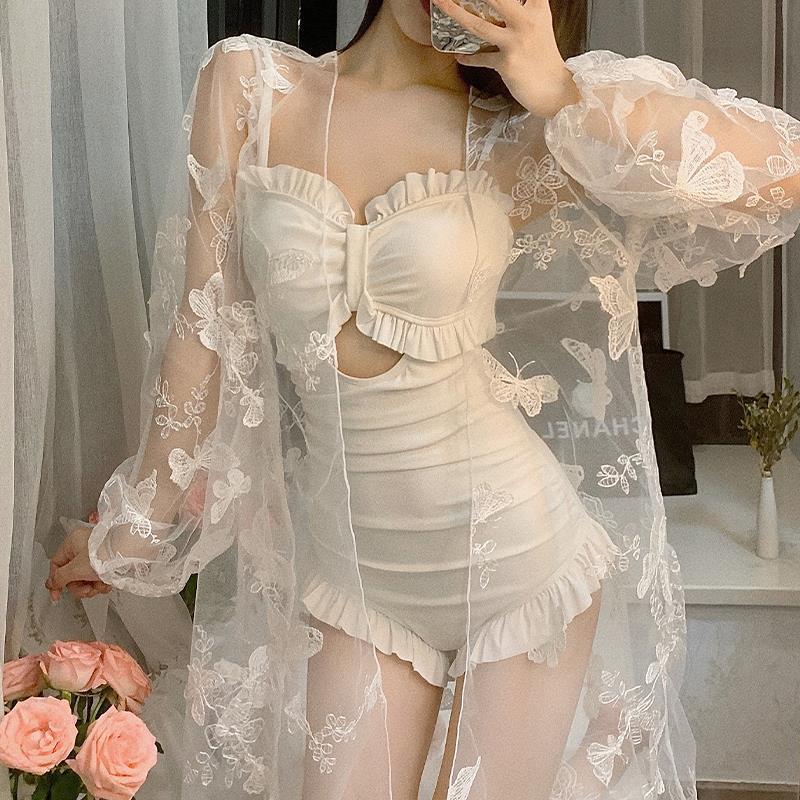 2022 new pure desire style ins sexy swimsuit women's small chest gathered together to cover the belly and show thin bathing hot spring swimsuit women