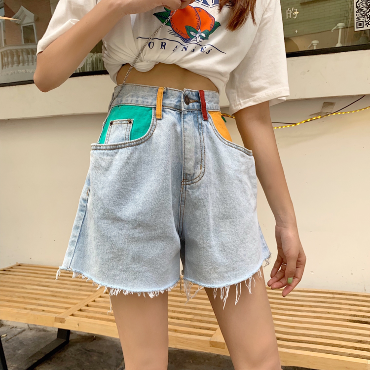 Original price 36.23! [free Valley] color pocket loose casual denim shorts ys1-6379\lsw
