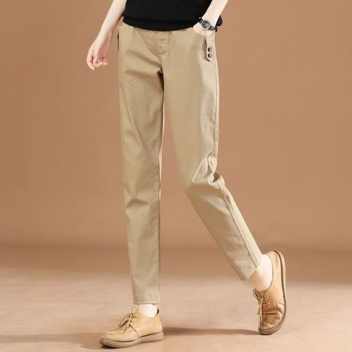 Spring / summer  new elastic waist loose and versatile suit casual pants women's thin work clothes Harlan Pants Large