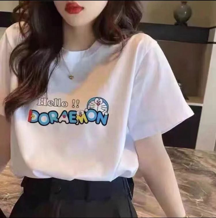 [miss Xixi] Doraemon printed loose short sleeve T-shirt 1009\db