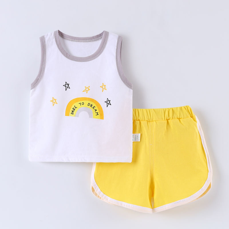 Children's summer vest Shorts Set Boys' and girls' cotton summer baby thin suspender bottomed underwear baby clothes