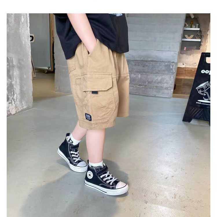 Summer thin children's shorts 2022 new boys' pants foreign style middle school kids' Capris casual overalls trend