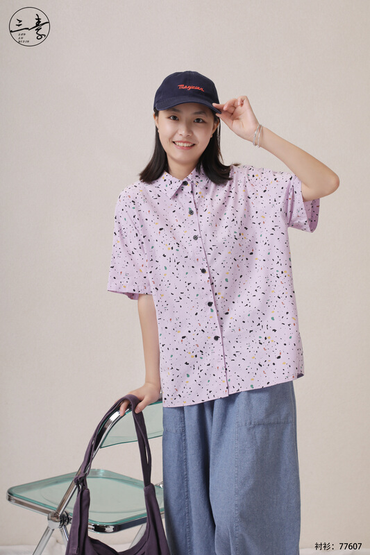 [original three element clothes] simple temperament wave point loose shirt 77607