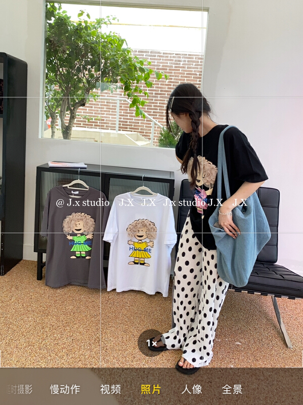 [JX] Korean loose fashion retro short sleeve T-shirt 1086\wtt