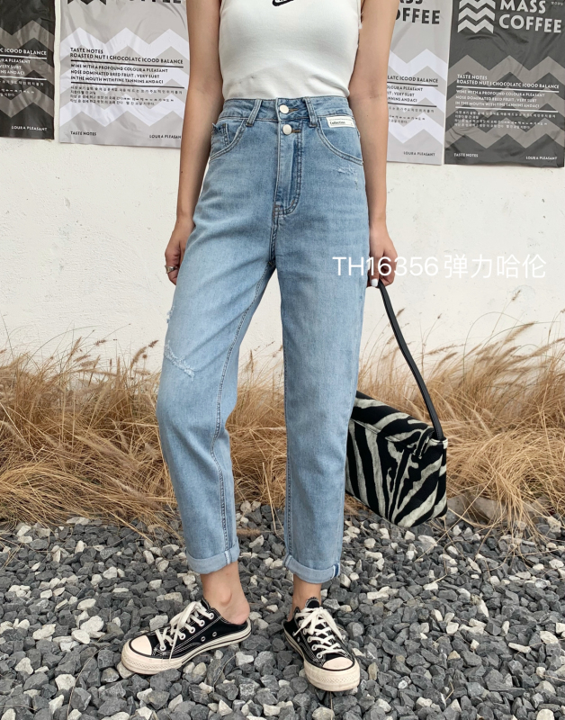 New in early summer! [T.H] elastic high waist loose skinny jeans 16356\ljf