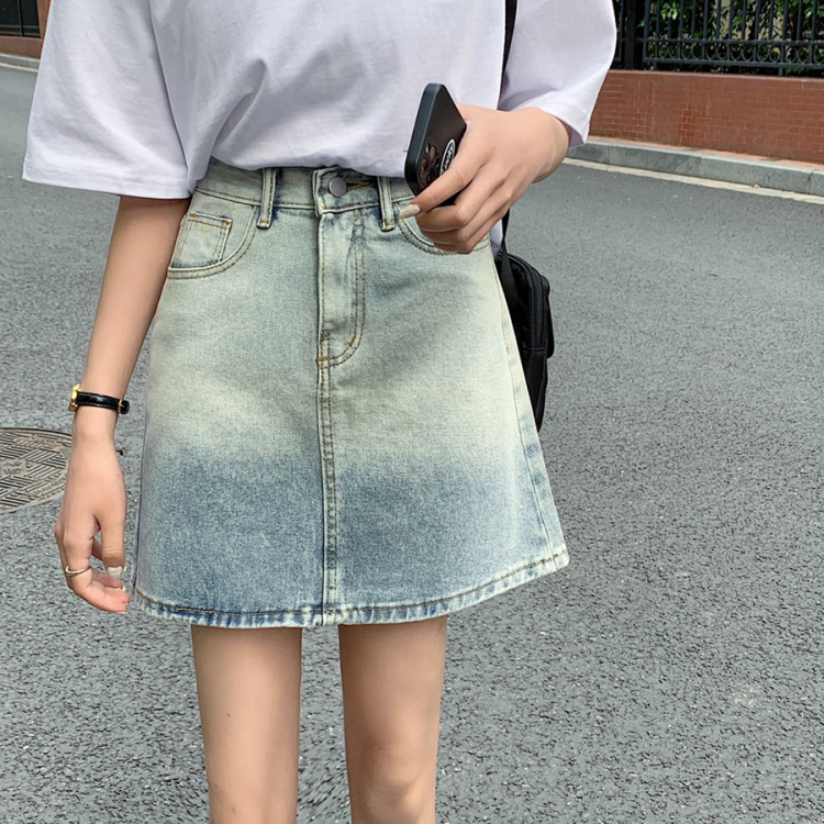 [free Valley] Korean version gradient single button skirt 9027\ljf