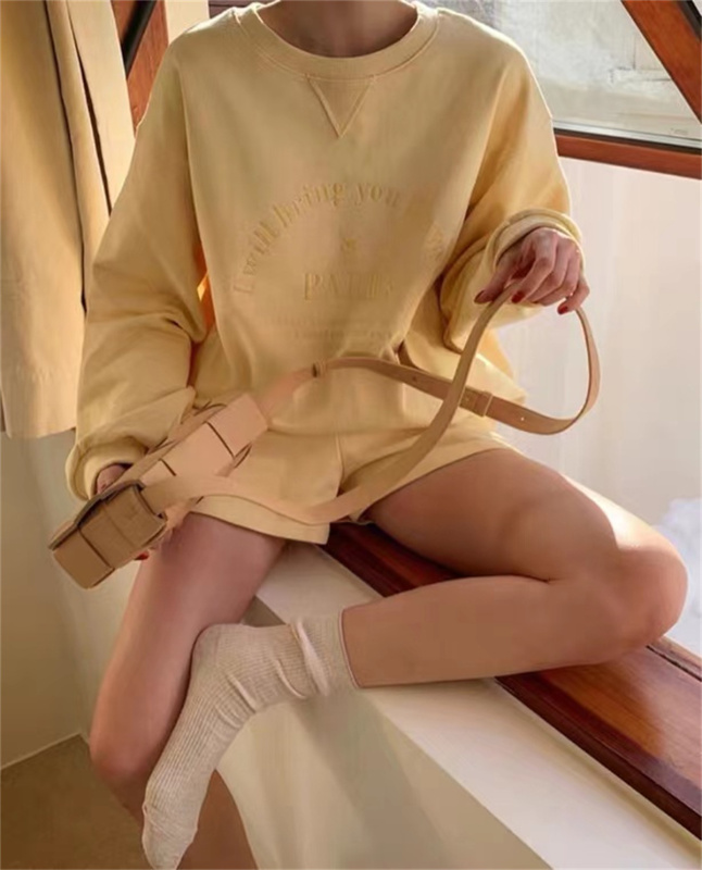 Original price 77.83! In early autumn! [free Valley] sports and leisure long sleeve sweater + casual Shorts Set 4482\lsw
