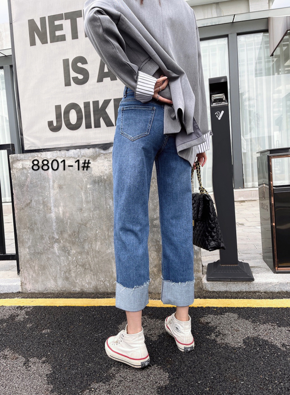 [Mina] elastic straight versatile jeans 8801-1\ljf