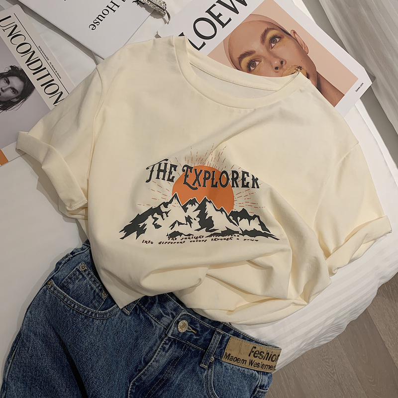 Official figure real price cotton 2022 new short sleeve T-shirt for women