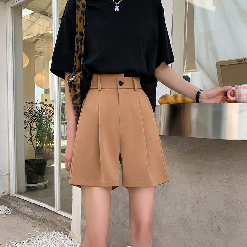 Suit Shorts women's summer thin high waist thin straight tube loose casual wide leg versatile cropped short pants