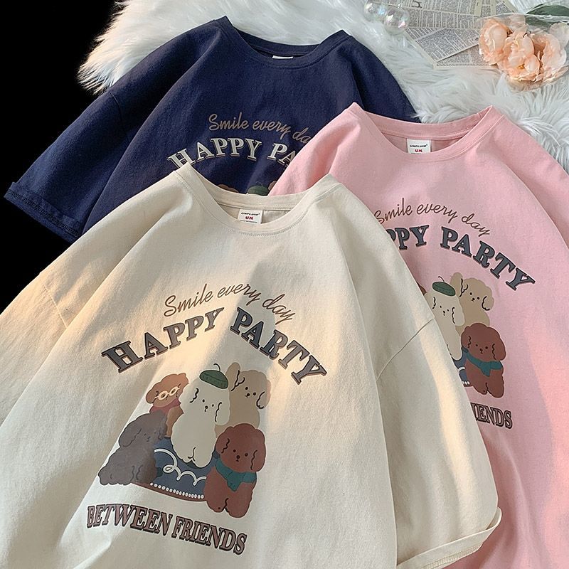 Salt cartoon niche short sleeve T-shirt women ins fashion 2022 summer new Korean loose and versatile design top