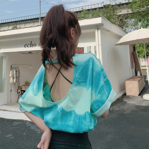 Real shot ~ real price new tie dyed back loose and versatile T-shirt
