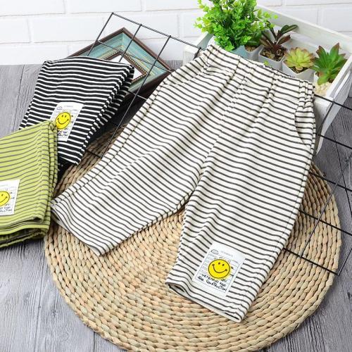 Children's Capris Summer Boys' shorts thin striped baby knee length pants children's smiling face casual summer pants