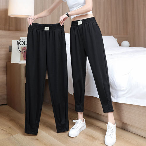Summer extra large 2-300kg fat mm loose and thin casual trouser legs thick 9-point sports radish pants women