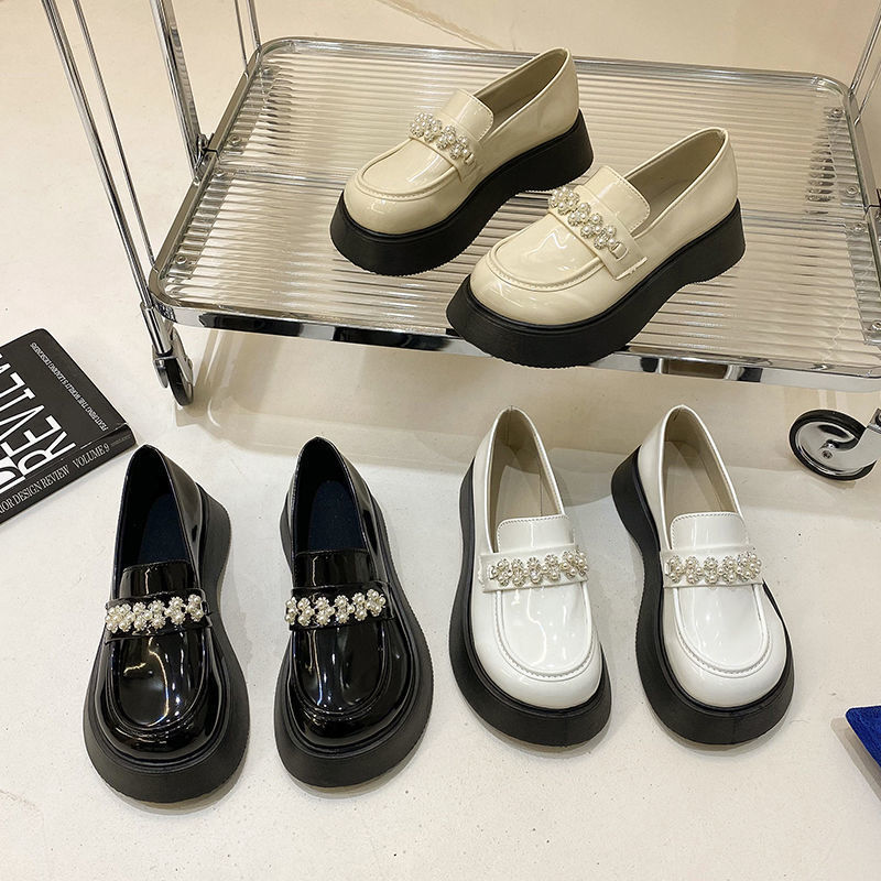 Mary Jane small leather shoes heighten 2022 new women's shoes Korean version versatile one step on Japanese thick soled leofo single shoes women