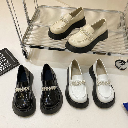 Mary Jane small leather shoes heighten  new women's shoes Korean version versatile one step on Japanese thick soled leofo single shoes women