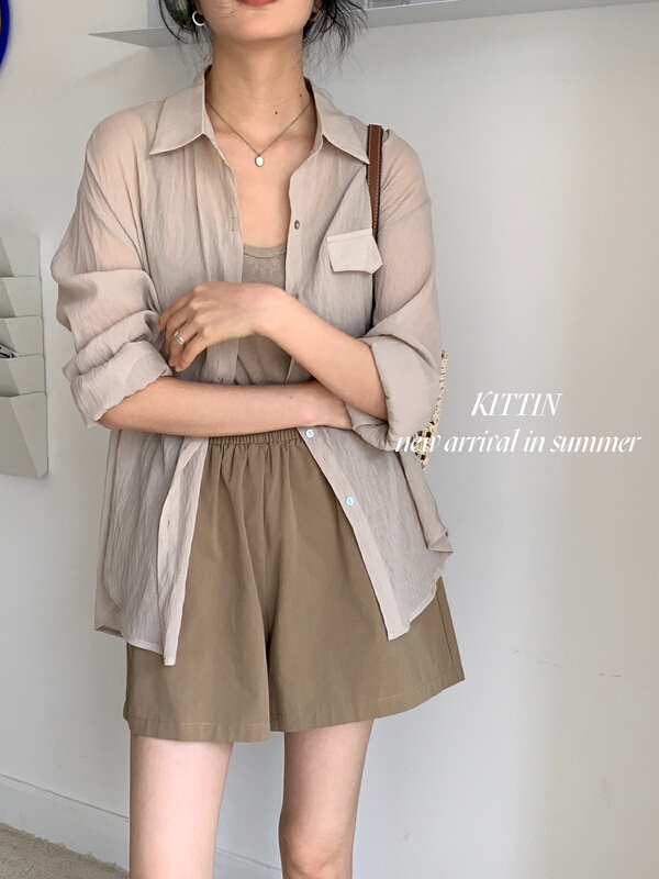 [Kittin] simple commuting Korean sunscreen shirt small shirt 8537