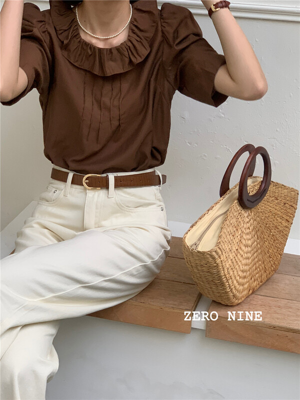 [zero-nine] Ruffle edge bubble sleeve shirt 9333\zjy