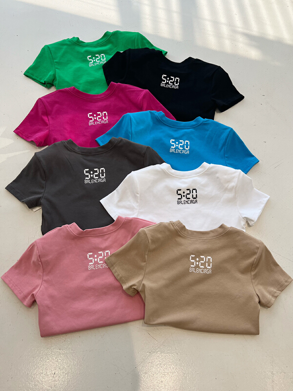 Main 8 colors! [wu.33] digital printing elastic round neck clean comfortable short sleeve T-shirt 22363\wtt