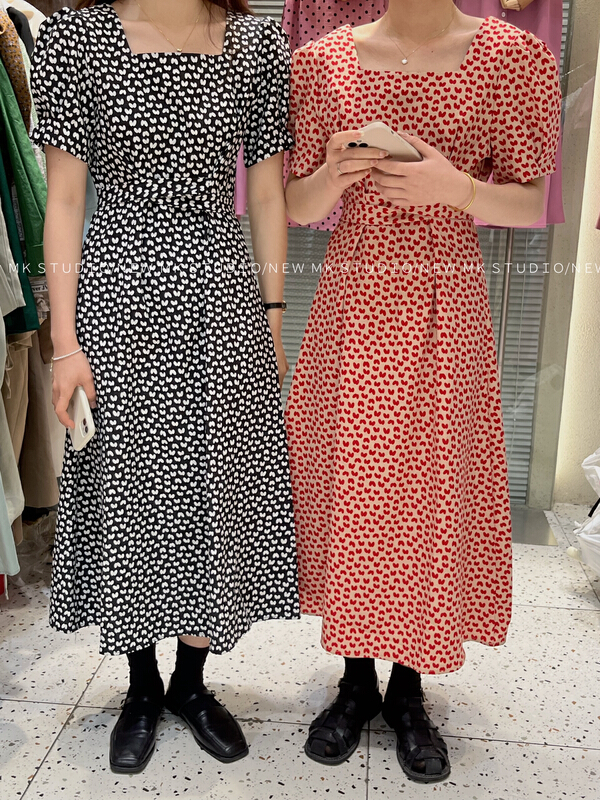 In early summer! [MK] love square collar fashion dress 2207\hjy