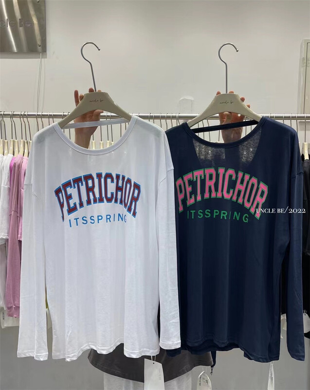 [UNC be] casual simple loose letter long sleeve T-shirt 2115\xyy