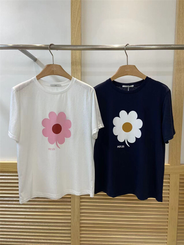[xhm] sweet wind floret round neck Pullover short sleeve T-shirt (only selling short sleeve T-shirts) 897\zjy