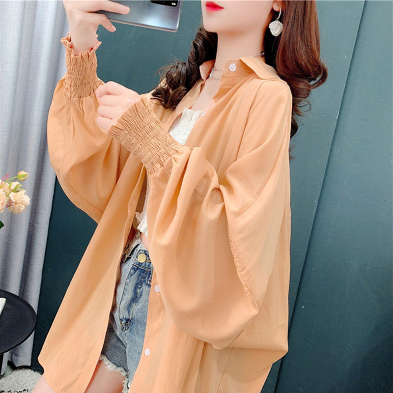Ultra thin breathable ice silk sunscreen women's long sleeve 2021 new summer and Korean loose anti ultraviolet Chiffon coat