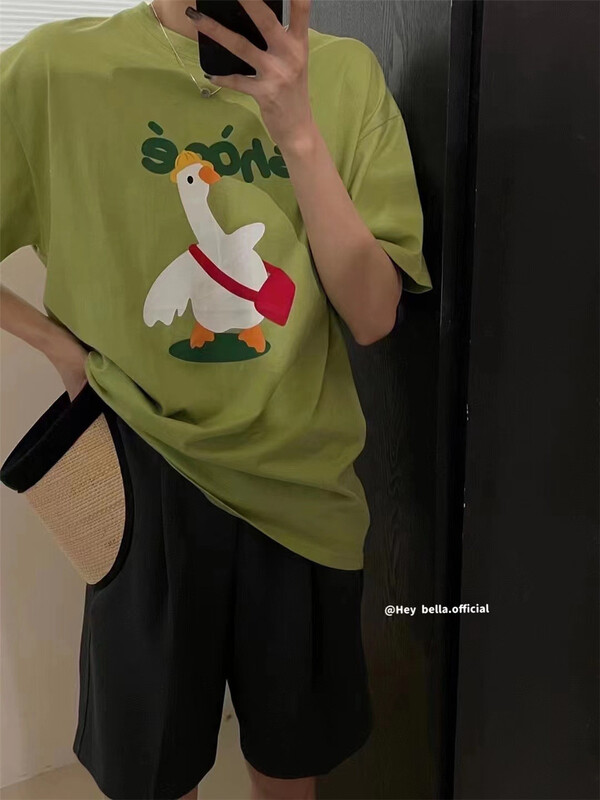 [hey Bella] round neck comfortable Korean Short Sleeve T-shirt 2953\ll