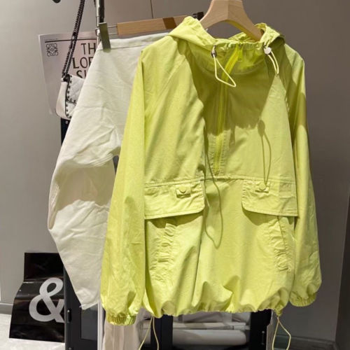 2022 summer new fashion zipper hooded sunscreen jacket Korean loose sweater jacket women