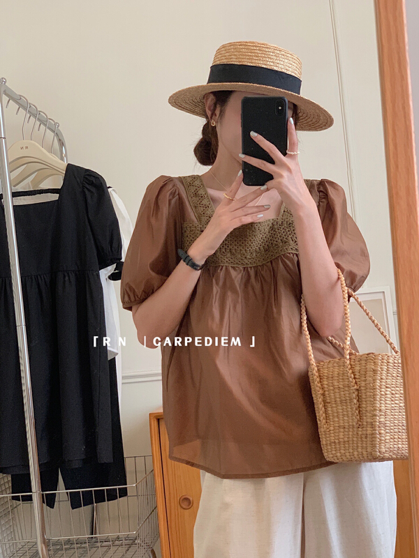 [R n] Korean chic square collar shirt 81252\ll