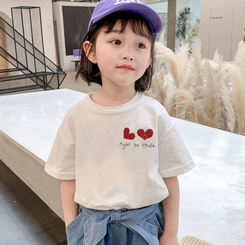 [two pieces] summer new girls' short sleeve T-shirt summer girls' clothes foreign children's half sleeve top