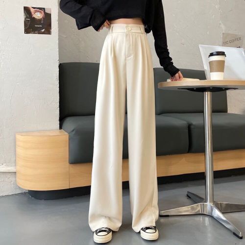 Sagging suit pants women's clothing spring and autumn high waist floor wide leg pants new small loose straight pants fashion