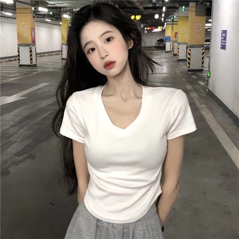 Pure desire style top short sleeve T-shirt women's 2022 summer new Korean version slim slim high waist irregular top ins