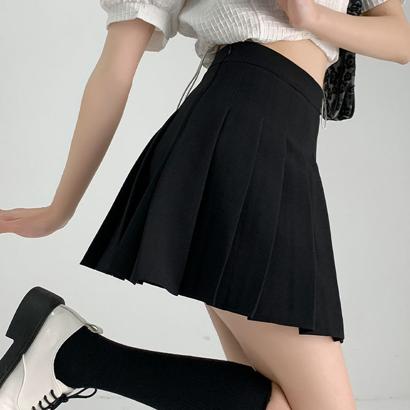 Pleated skirt female college skirt summer 2022 new spring and autumn high waist skirt slim JK short skirt A-line skirt